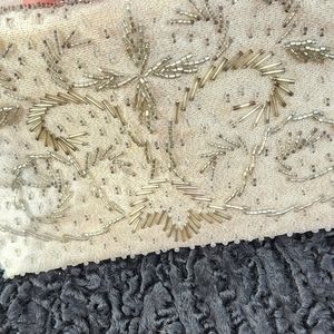 VINTAGE EVENING PURSE WITH SILVER BEAD WORK